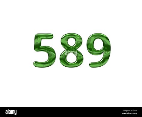 Green Number 589 isolated white background Stock Photo - Alamy