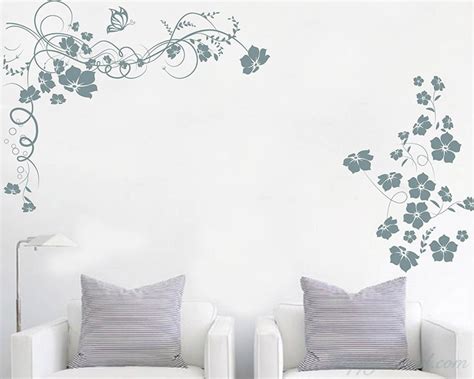 Floral Vines Flowers Butterflies Vinyl Decals Modern Wall Art