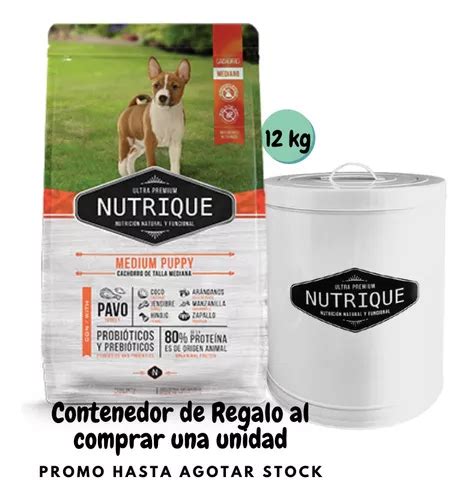 Nutrique Cachorro Raza Mediana De 12 Kg Tacho De Regalo Cuotas Sin