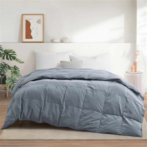 Lightweight Goose Feather And Down Comforter Hotel Collection For Hot Sleepers Steel Gray C