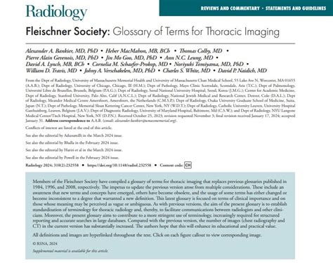 Tweetorial Fleischner Society Glossary Of Terms For Thoracic Imaging