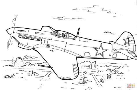 Yakovlev Yak-7 Fighter Aircraft coloring page | Free Printable Coloring ...