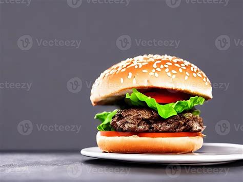 Gourmet fresh delicious homemade hamburger. 13757264 Stock Photo at ...