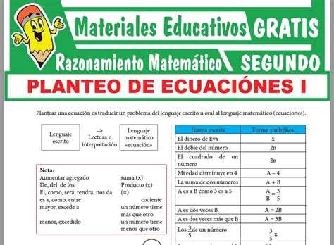 Problemas De Planteo De Ecuaciones Para Segundo Grado De Secundaria