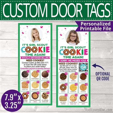 2021 LBB Girl Scout Cookie Door Hanger With QR Code Editable Order Form