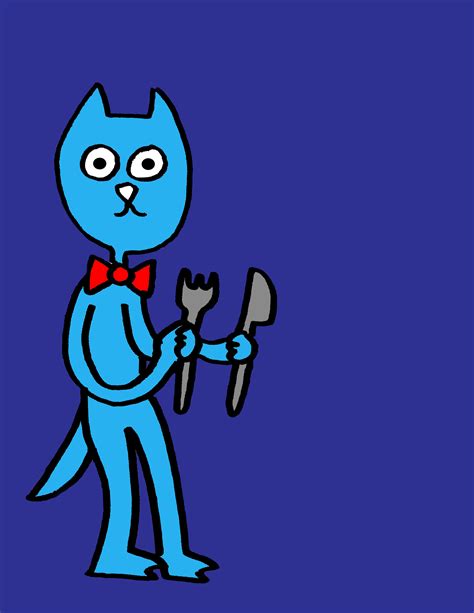 Blue Smurf Cat Drawing