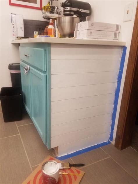 Easy Faux Shiplap End Cabinet Upgrade Decorating Above Kitchen