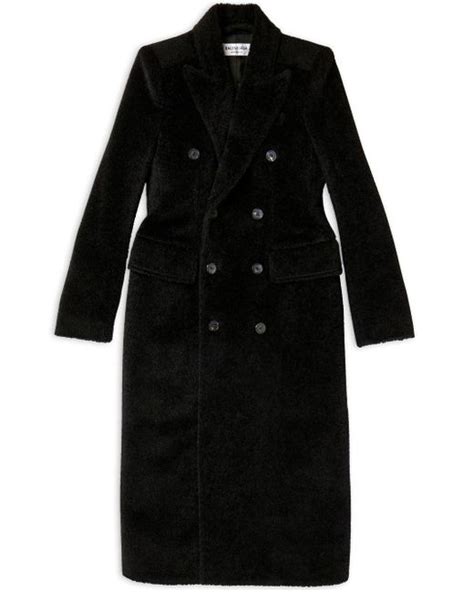 Balenciaga Double Breasted Wool Coat In Black Lyst Uk