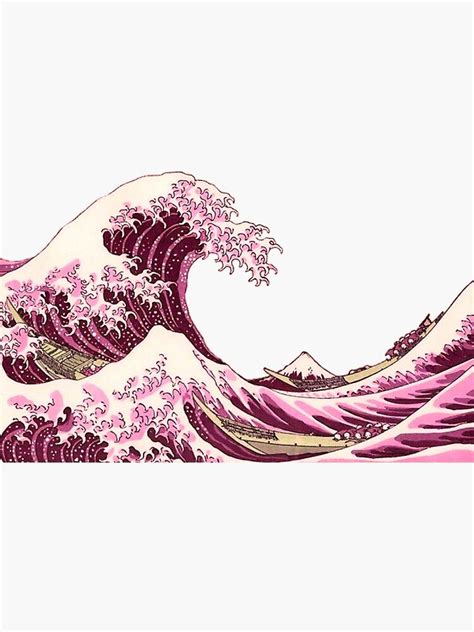 The Pink Wave Off Kanagawa Sticker By Pinkashes Redbubble