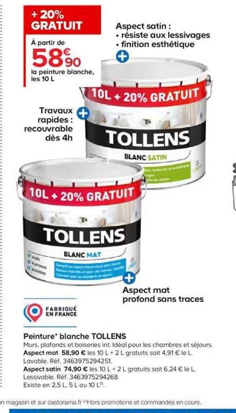 Promo Peinture Blanche Tollens Chez Castorama Icataloguefr