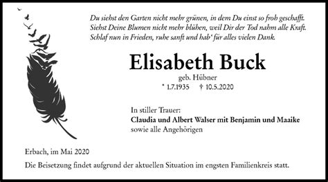 Traueranzeigen Von Elisabeth Buck S Dwest Presse Trauer