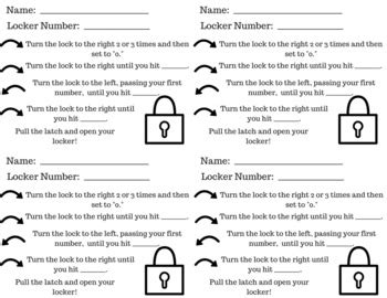 Locker Combination Cheat Sheets by Mad About the Math | TpT