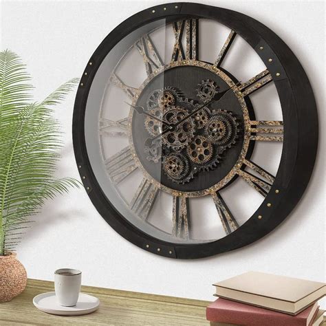 TOPPTIK 27 Inch Moving Gear Wall Clock Oversized Wall Clocks Clock