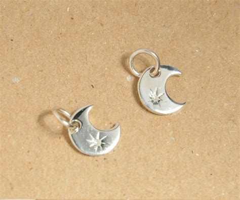 2 Charms Sterling Silver Tiny Crescent Moon Charm With Closed Etsy