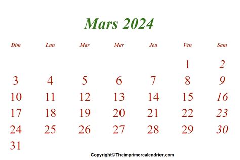 Calendrier Mars The Imprimer Calendrier