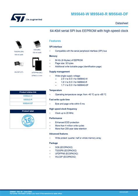 M95640 DF Datasheet Pdf STMicroelectronics