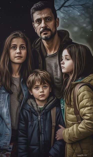 Premium AI Image | A painting of a sad family