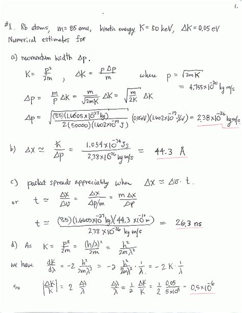 Quantum Physics Equations Sheet