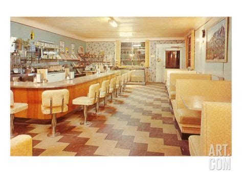 'Interior, Retro Diner' Art Print | Art.com | Retro diner, Vintage ...