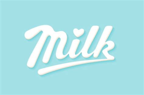 Handwritten Milk Lettering Logo on Blue Background