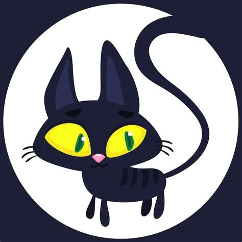 Cartoon Hexe Schwarze Katze Halloween Lustige Katze Illustration Vektor