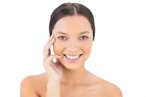 Premium Photo Cheerful Bare Brunette Posing