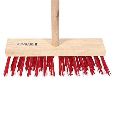 Moonlight 30x120cm Plastic Red Hard Bristles 6 Row Broom With Wood