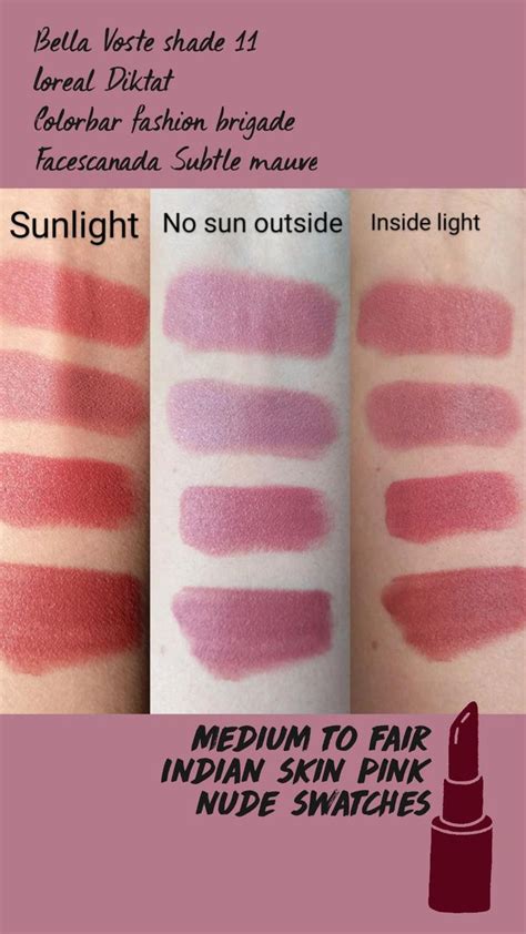Pink Nude Lipstick Swatches For Medium To Fair Indian Skin
