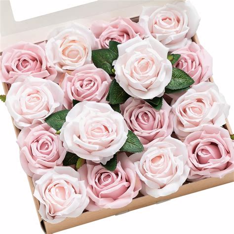 Amazon Ling S Moment Artificial Flowers 16pcs Blush Pink Silk