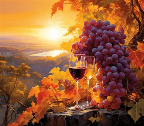 Premium AI Image | There is a painting of a glass of wine and grapes generative ai