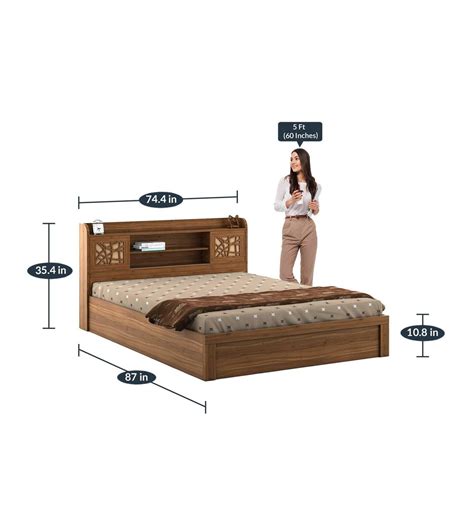 Buy Kosmo Rayan King Size Bed In Natural Teak Finish With Hydraulic