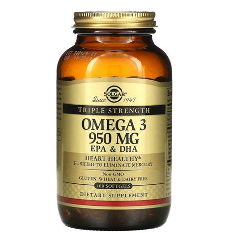 Омега 3 Solgar Omega 3 тройной концентрации EPA & DHA 950 мг 100 кап ...