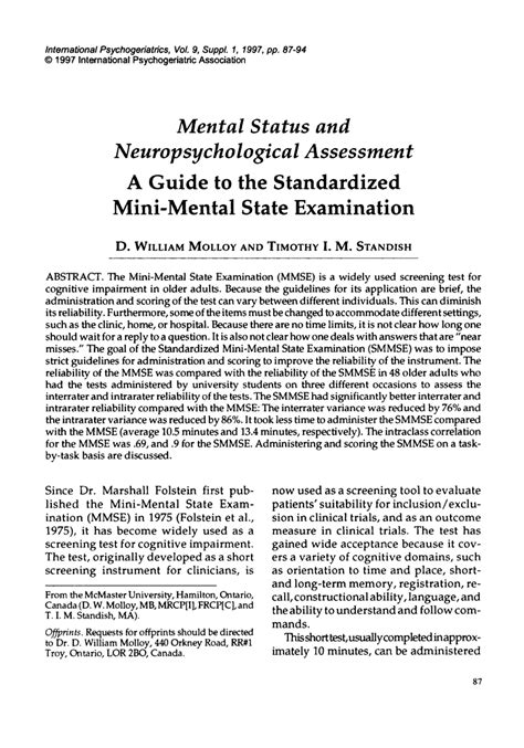 Standardized Mini Mental State Examination