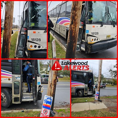 NJ Transit Bus With Passengers On Board Hits Strikes Pole in Lakewood