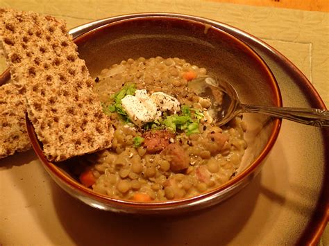 Hungarian Lentil Soup With Kielbasa Lencseleves Esouprecipes