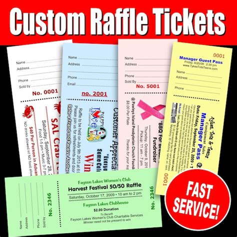 2000 Custom Raffle Tickets Preforated Stub Numbered