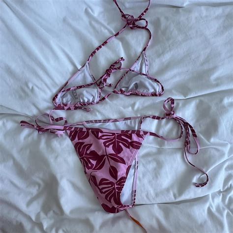 Pink Floral Bikini Set Great Condition Depop