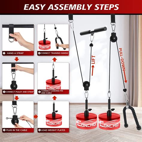 Concho Cable Pulley System Gym | Upgraded Weight Pulley with 3 Handles
