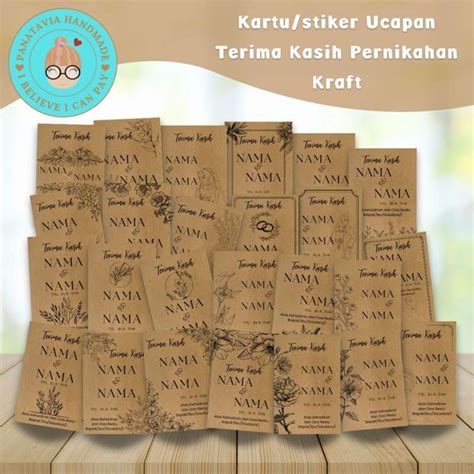 Jual Kartu Ucapan Terima Kasih Pernikahan Kraft Thank You Card