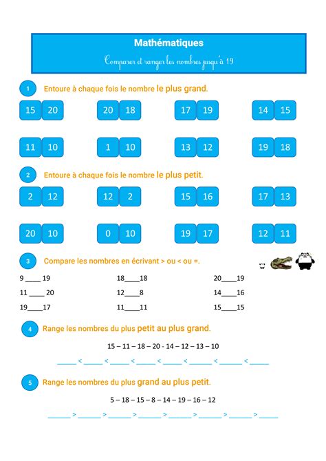 Comparer Des Nombres Cp Exercices A Imprimer Elk Media