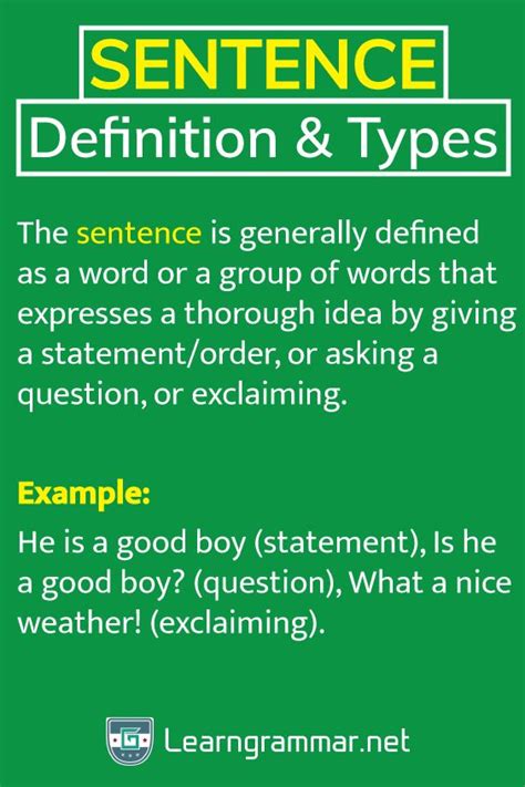 sentence definition types