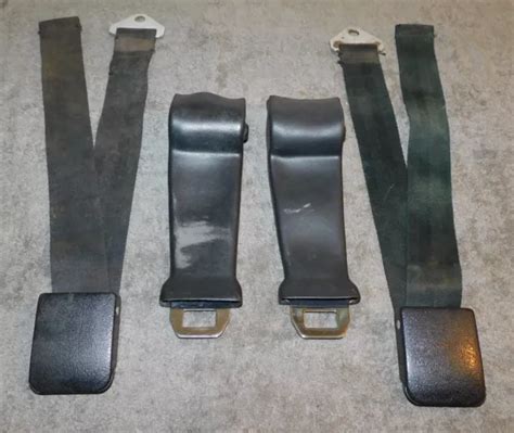 1965 1967 Mustang Gt Gta Cougar Orig Black Front Seat Belts Set With Retractors Eur 27424