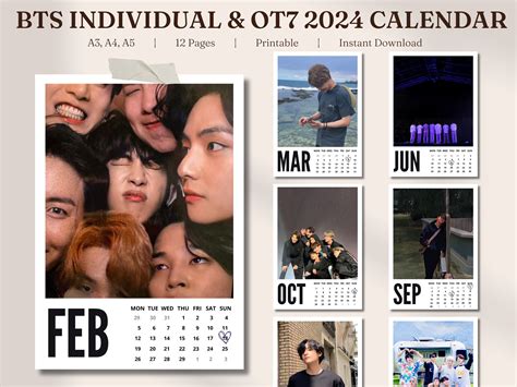 Bts Calendar Individual And Ot A A A Pdf Bts Digital