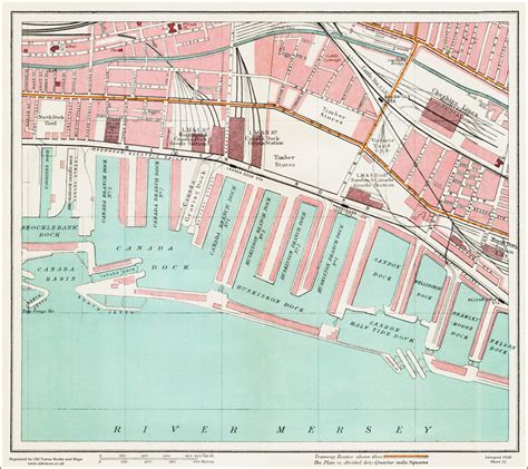 An old map of the Canada Dock area, Liverpool in 1928 as an instant ...