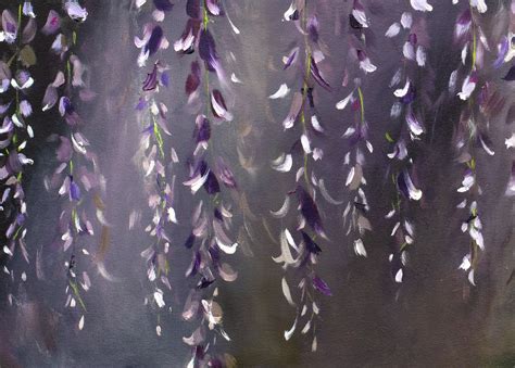 Floral Wall Art Wisteria Oil Painting Flowers Lilac Haze 30 X 40