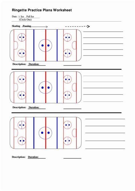 Hockey Practice Plan Worksheet With Two Lines On The Opposite Side And