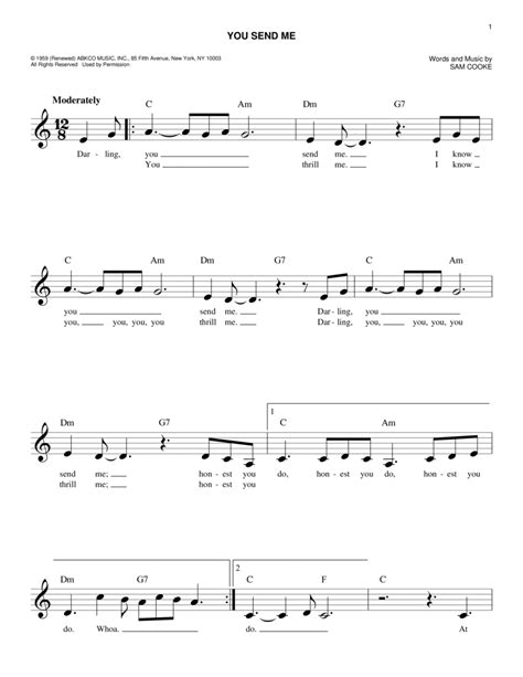 You Send Me By Sam Cooke Piano Digital Sheet Music Sheet Music Plus