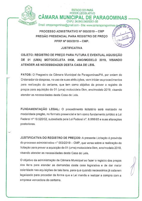 Justificativa 0032019 assinado Câmara Municipal de Paragominas