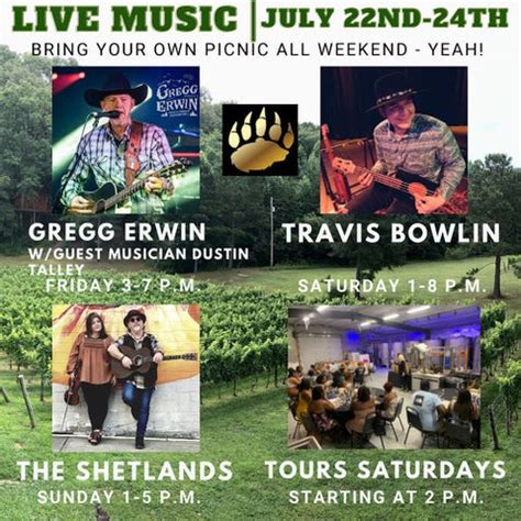 LIVE MUSIC THIS WEEK, Events & Concerts - Bear Claw Vineyards, Inc.