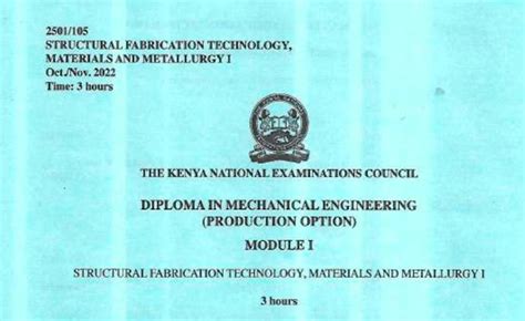 Diploma In Mechanical Engineering Module 1 Knec Past Papers Newsspot